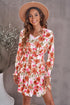V Neck Long Sleeve Tie Waist Mini Dress